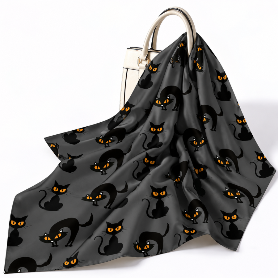 Cat Print Scarf – Premium Satin Printed Scarf | Kalavaasi