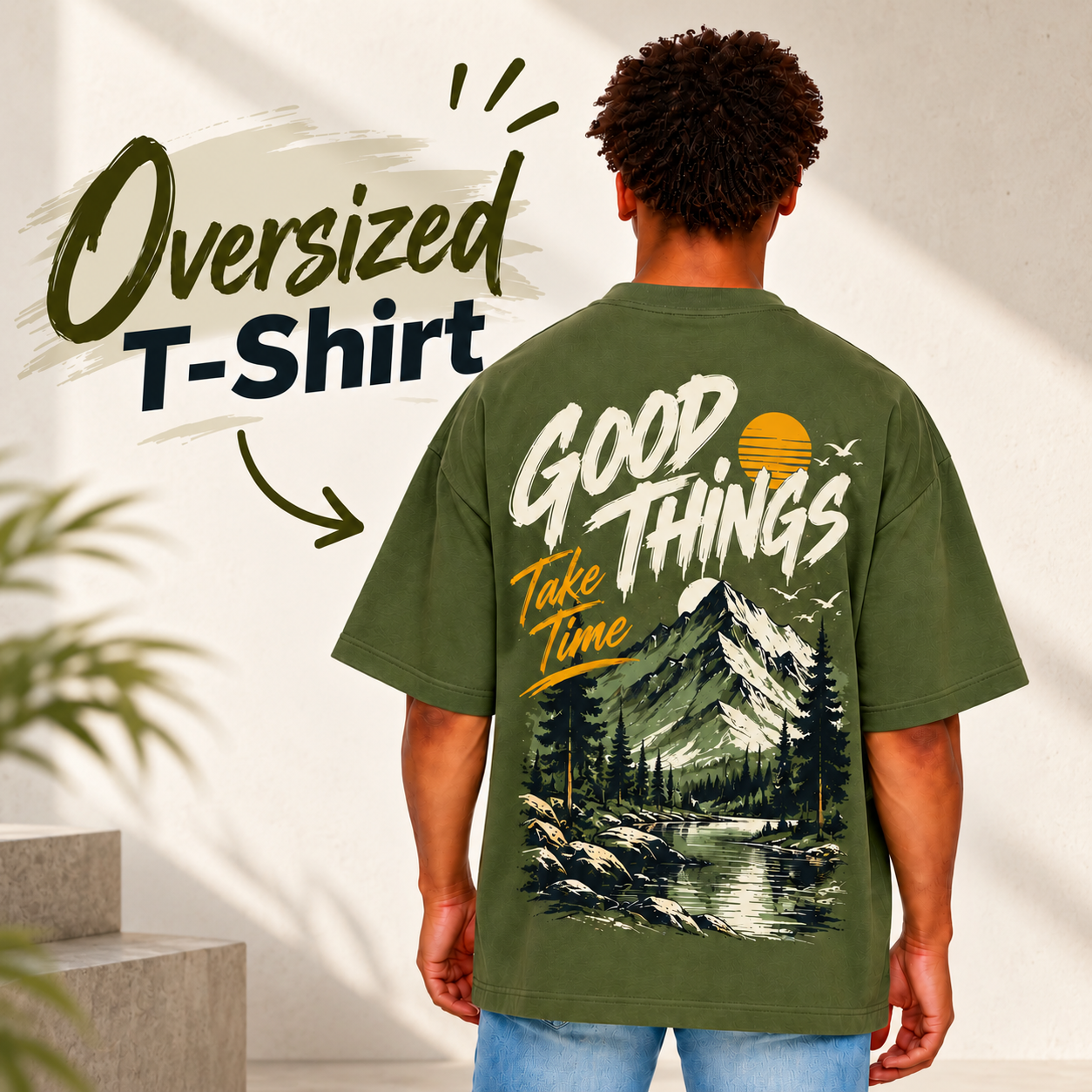 Oversized T-Shirt Nature Graphic