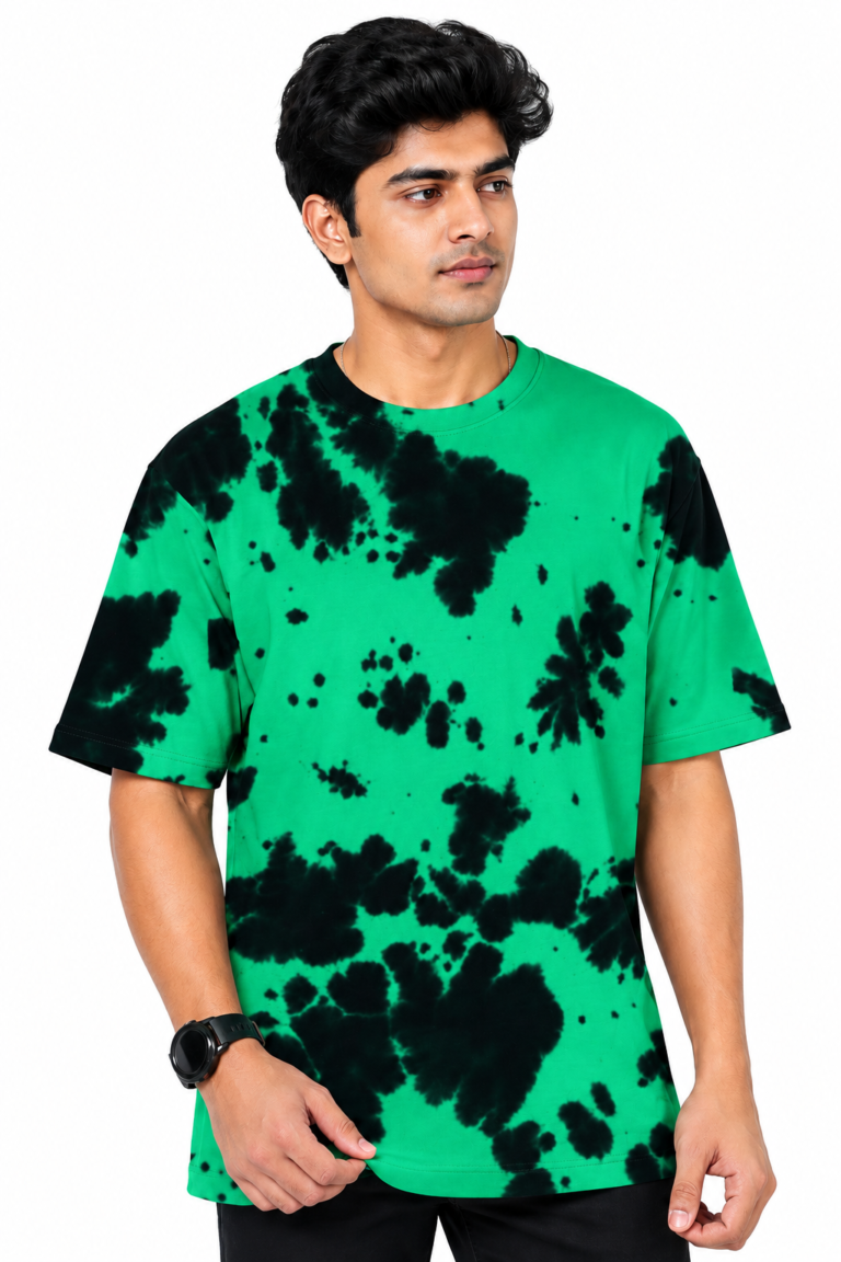 Green n Wash Tie-Dye Oversized T-Shirt | 260 GSM Unisex Streetwear Tee Kalavaasi