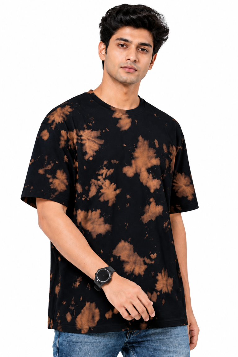 Brown Black Tie-Dye Oversized T-Shirt | 260 GSM Unisex Streetwear Tee Kalavaasi