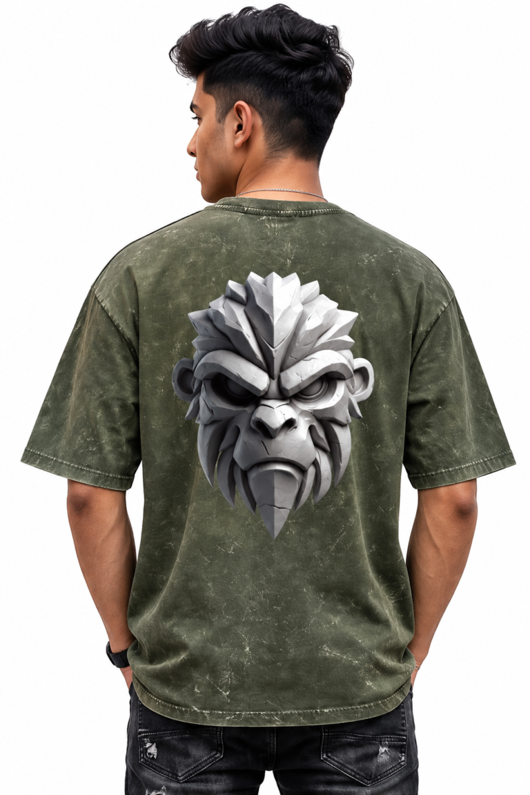 Monkey Man Acid Washed Oversized T-Shirt | Unisex Wear | Kalavaasi