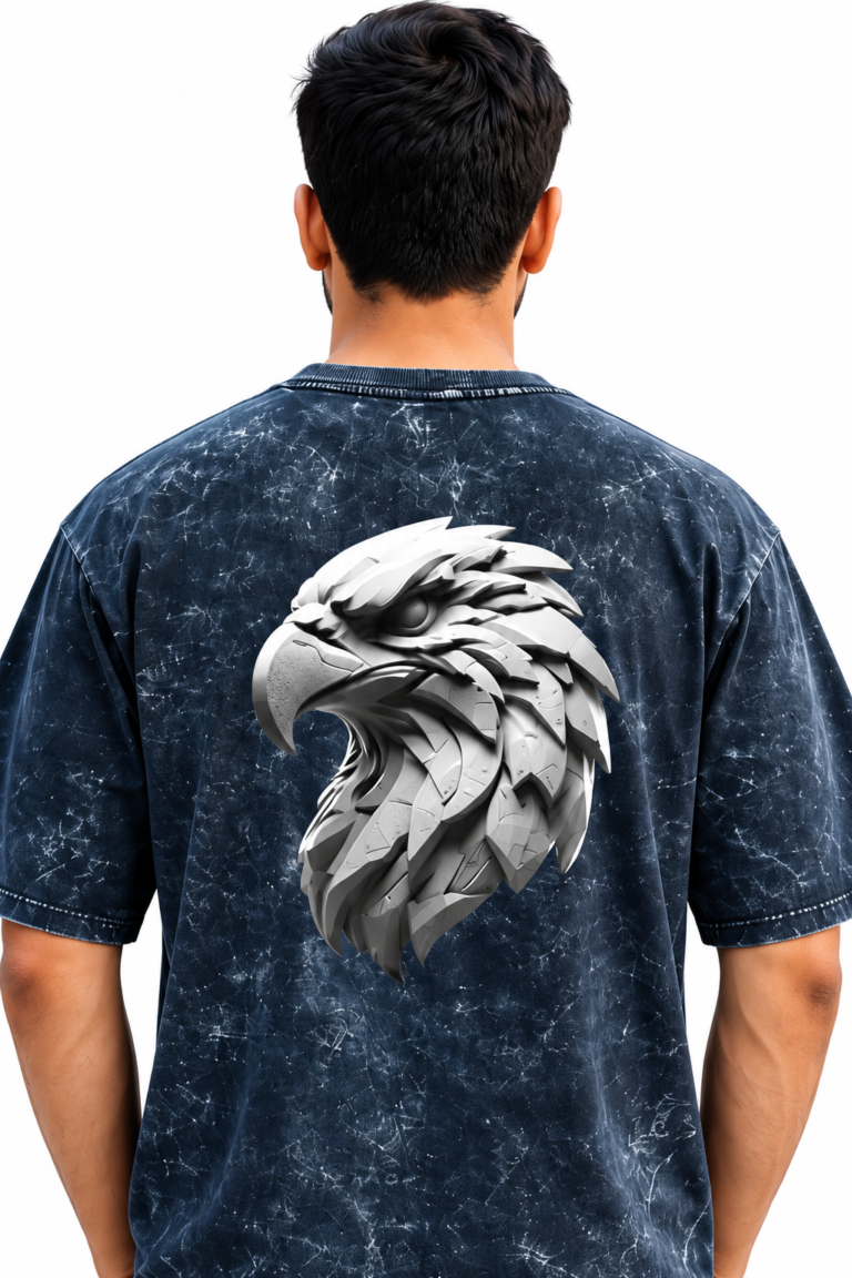 Eagle Sculpt Acid Washed Oversized T-Shirt | Unisex Wear | Kalavaasi