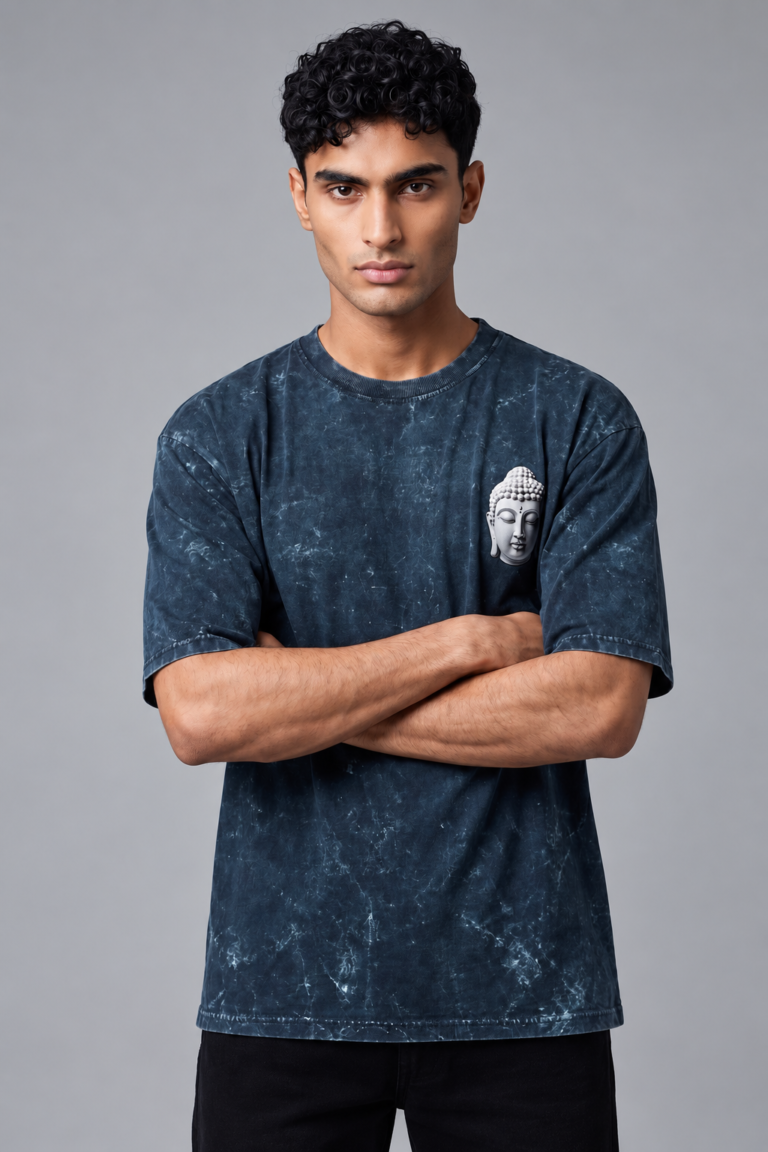 Buddha Acid Washed Oversized T-Shirt | Unisex Wear | Kalavaasi