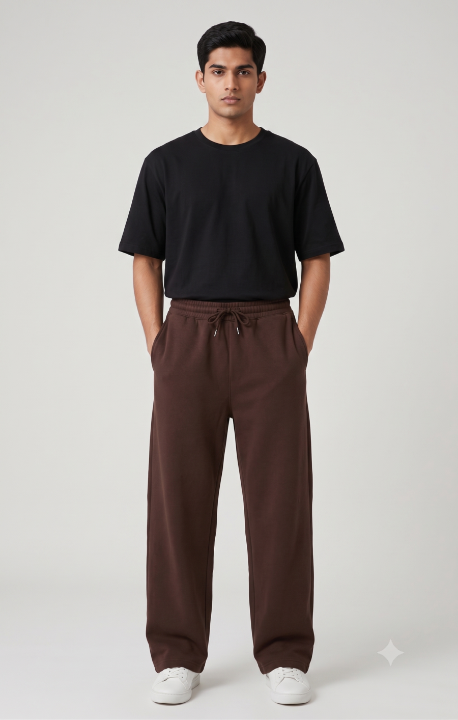 Chocolate Brown 260 GSM Oversized Sweatpants | Unisex Baggy Streetwear Pants | Kalavaasi