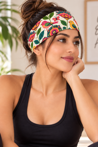 Colorful Headband Portrait in a Cozy Studio