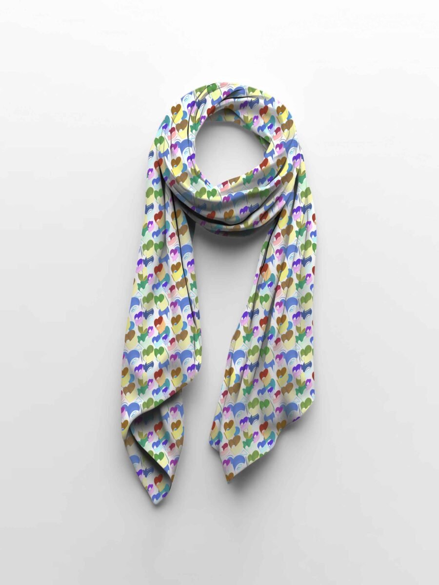 Colorful hearts Stole– Premium Printed Stole | Kalavaasi