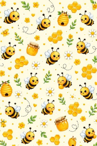Cute Bee Pattern Large Tote Bag – UT20 Kalavaasi 1