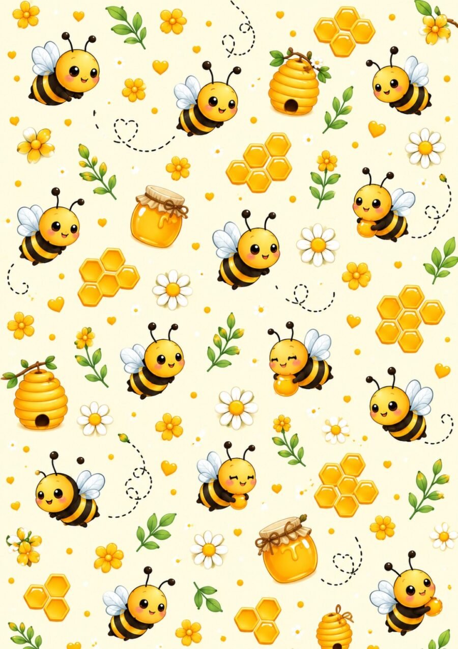 Cute Bee-Pattern Large Tote Bag – UT20 | Kalavaasi