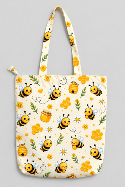 Cute Bee Pattern Large Tote Bag – UT20 Kalavaasi 5