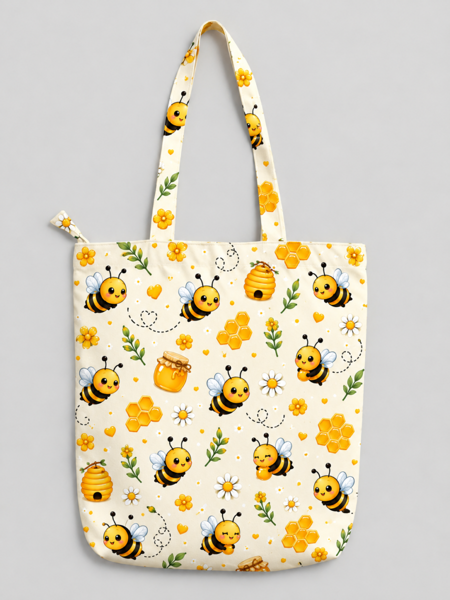 Cute Bee-Pattern Large Tote Bag – UT20 | Kalavaasi