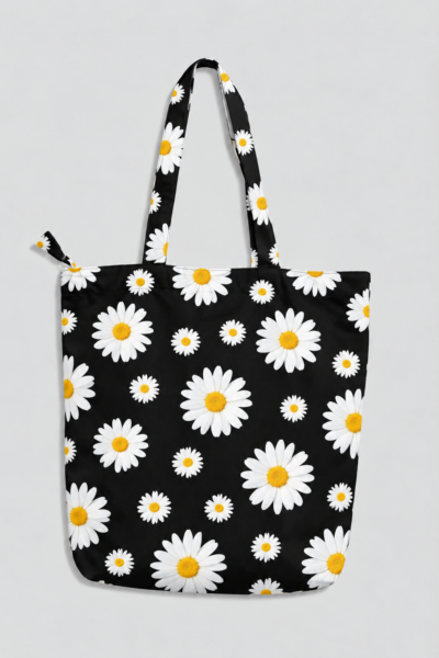 Daisy Black Pattern Large Tote Bag – UT20 | Kalavaasi