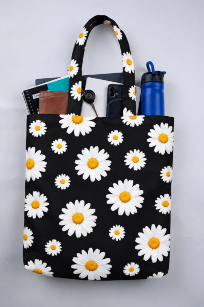 Daisy Black Pattern Large Tote Bag – UT20 Kalavaasi 3