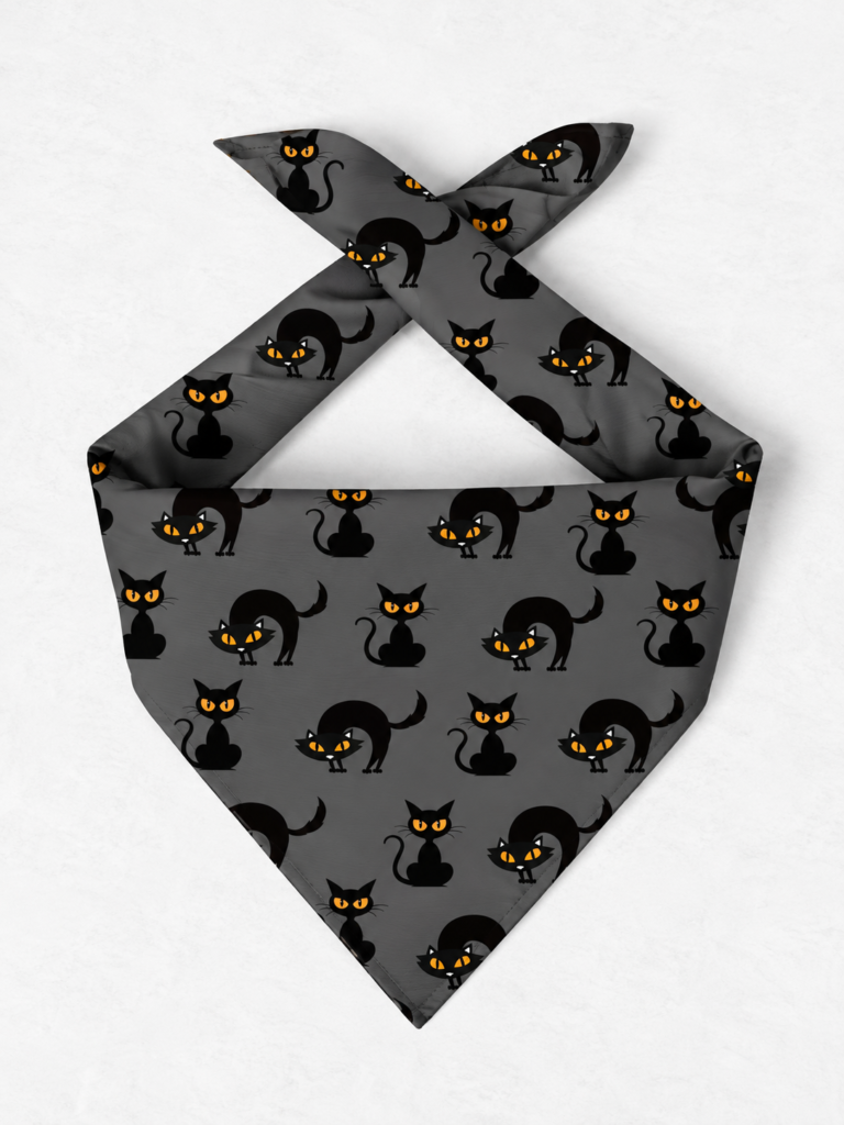 Dark Gray Cat Patterned Bandana