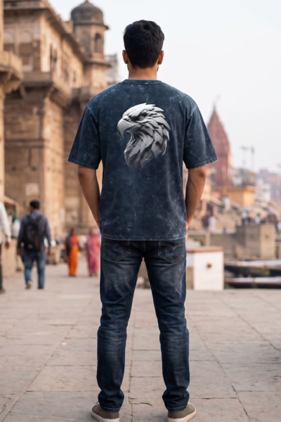 Eagle Sculpt Acid Washed Oversized T-Shirt | Unisex Wear | Kalavaasi