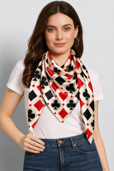 Elegant Card Suit Scarf Portrait