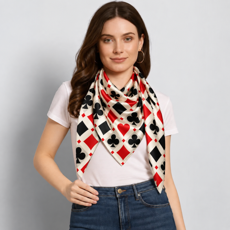 Elegant Card Suit Scarf Portrait
