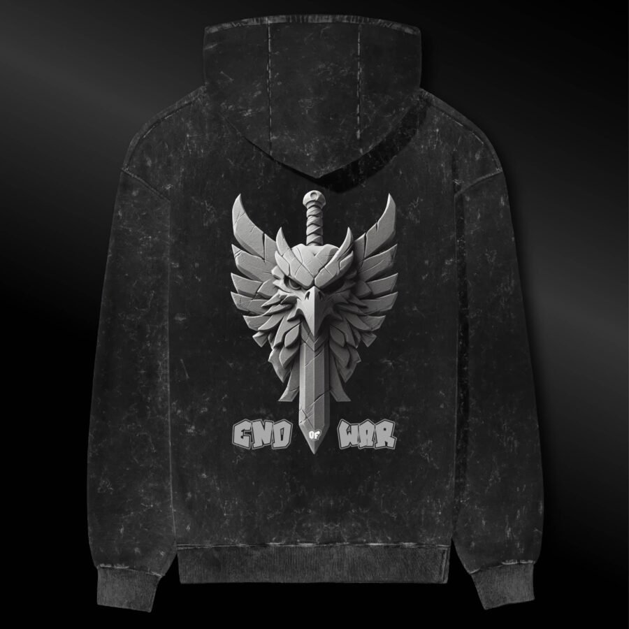 End Of War Acid Wash Hoodie | 300 GSM Premium Cotton Unisex Streetwear | Kalavaasi
