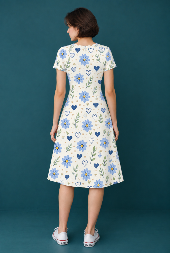 Floral Dress and Sneakers Studio View