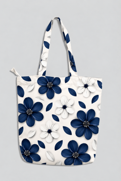 Floral Navy Pattern Large Tote Bag – UT20 Kalavaasi 3