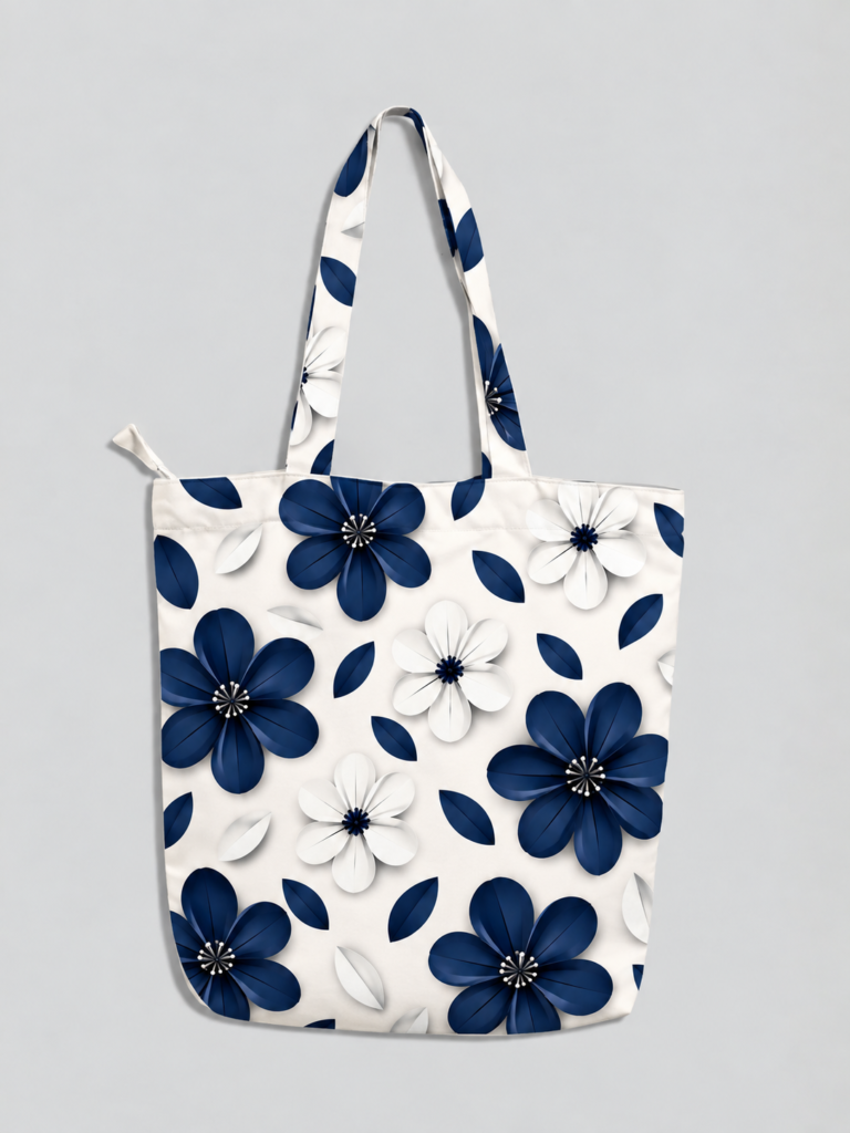 Floral Navy Pattern Large Tote Bag – UT20 Kalavaasi 3