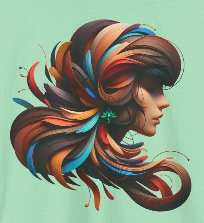 Blossom Hair Crew Neck Regular T-Shirt | 100% Cotton 180 GSM | Kalavaasi
