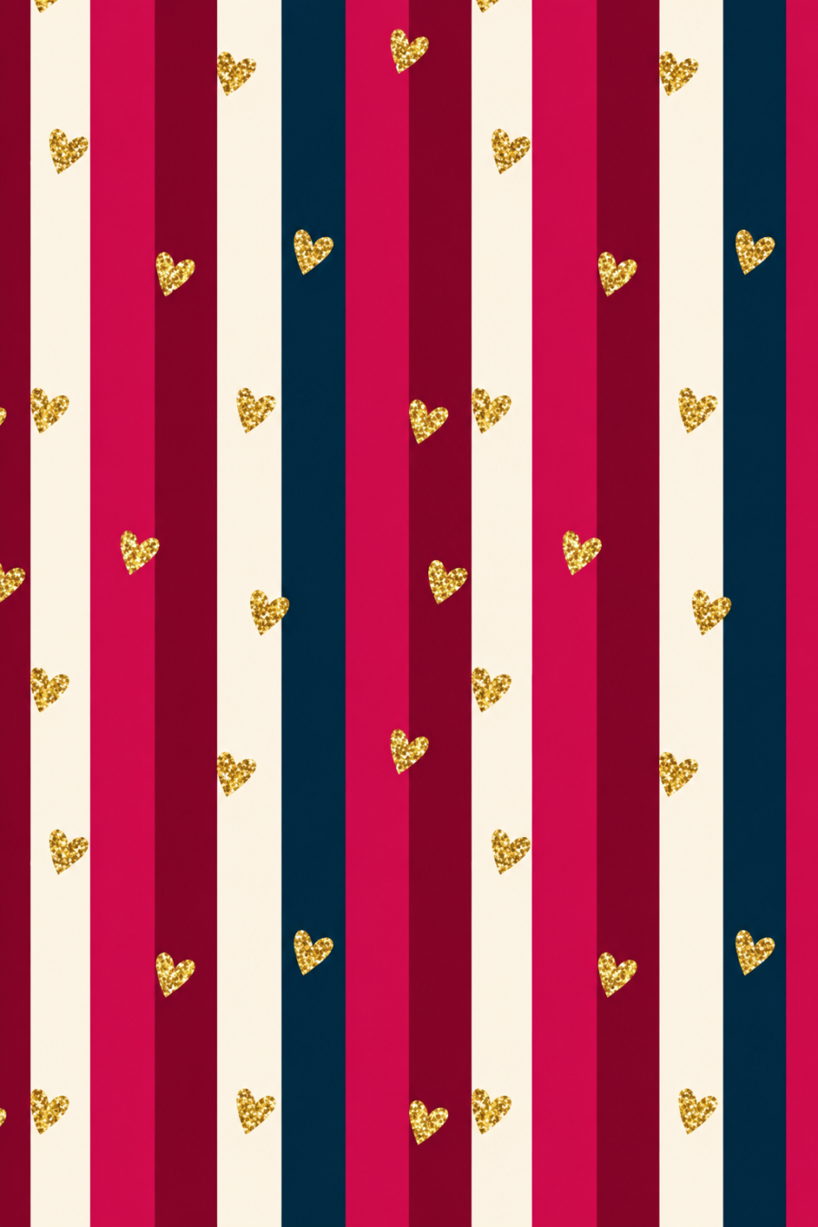 Striped Glitter Heart– Premium Satin Printed Scarf | Kalavaasi