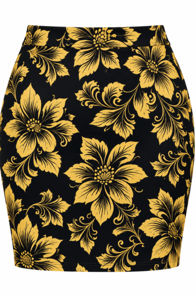 Golden Baroque Floral Pencil Skirt 1