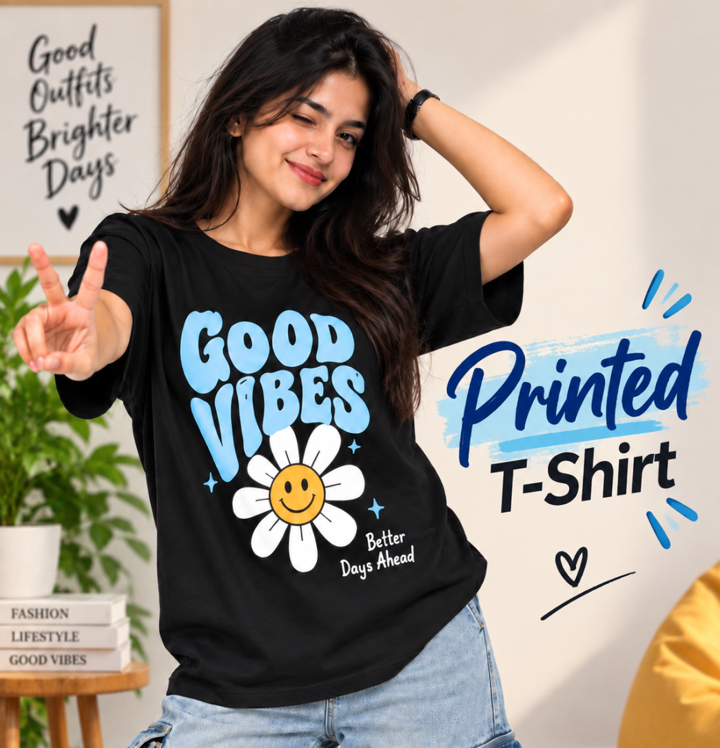 Good Vibes Printed T-Shirt Ad