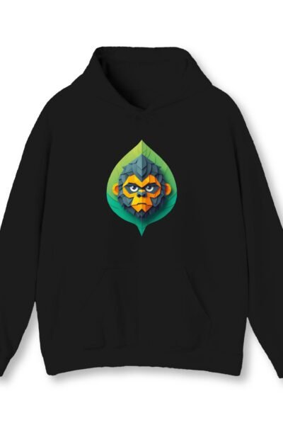 Gorilla Leaf Black Unisex Hoodie UH24 Front