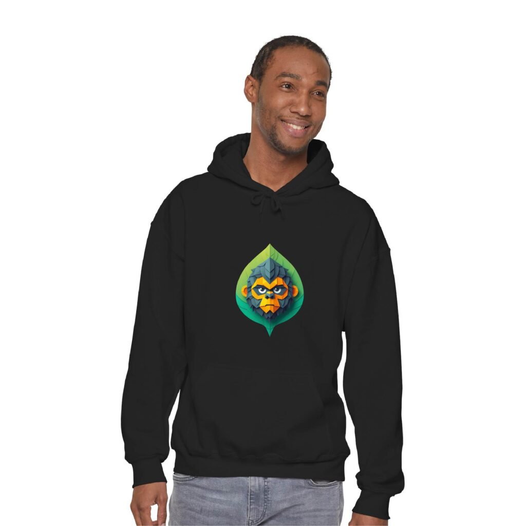 Gorilla Leaf Black Unisex Hoodie UH24 Male 3 Front
