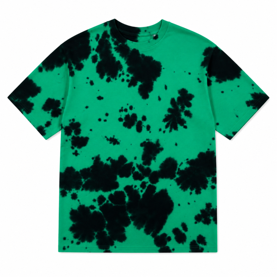 Green Black Wash Tie-Dye Oversized T-Shirt | 260 GSM Unisex Streetwear Tee Kalavaasi
