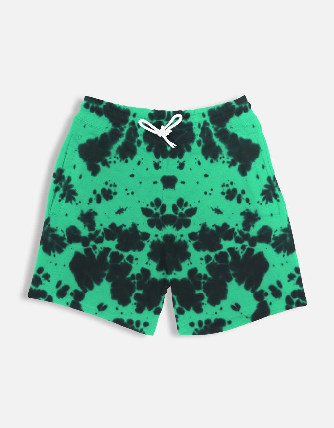 Green Tie-Dye Shorts | 260 GSM Unisex Streetwear Shorts | Kalavaasi
