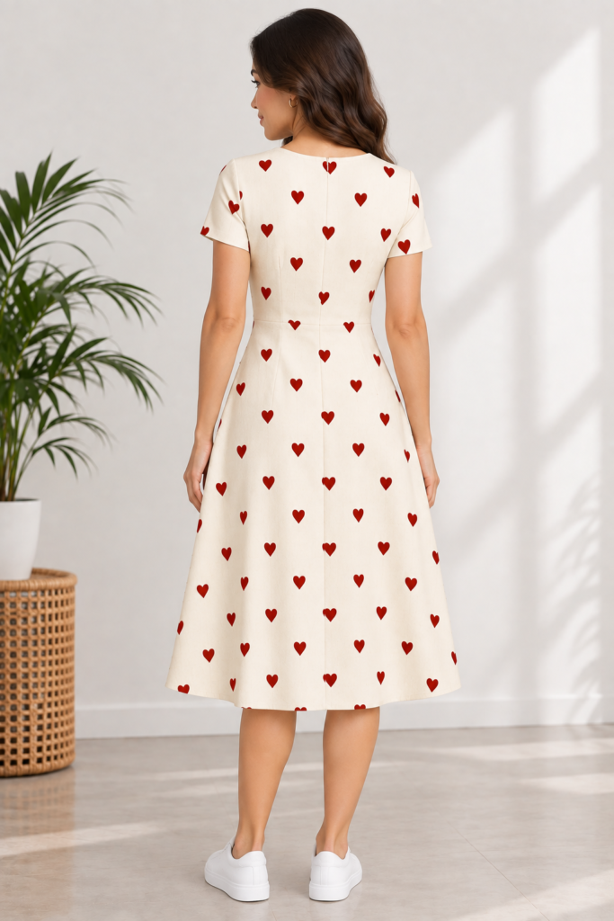 Heart Patterned Dress in a Sunlit Interior