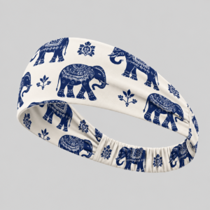 Indigo Elephant Print Headband– Stretchable Sports & Fashion Headband | Kalavaasi