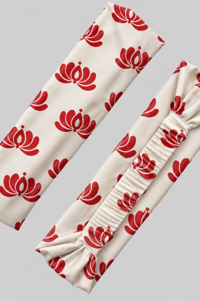 Ivory Lotus Print Fabric Headbands