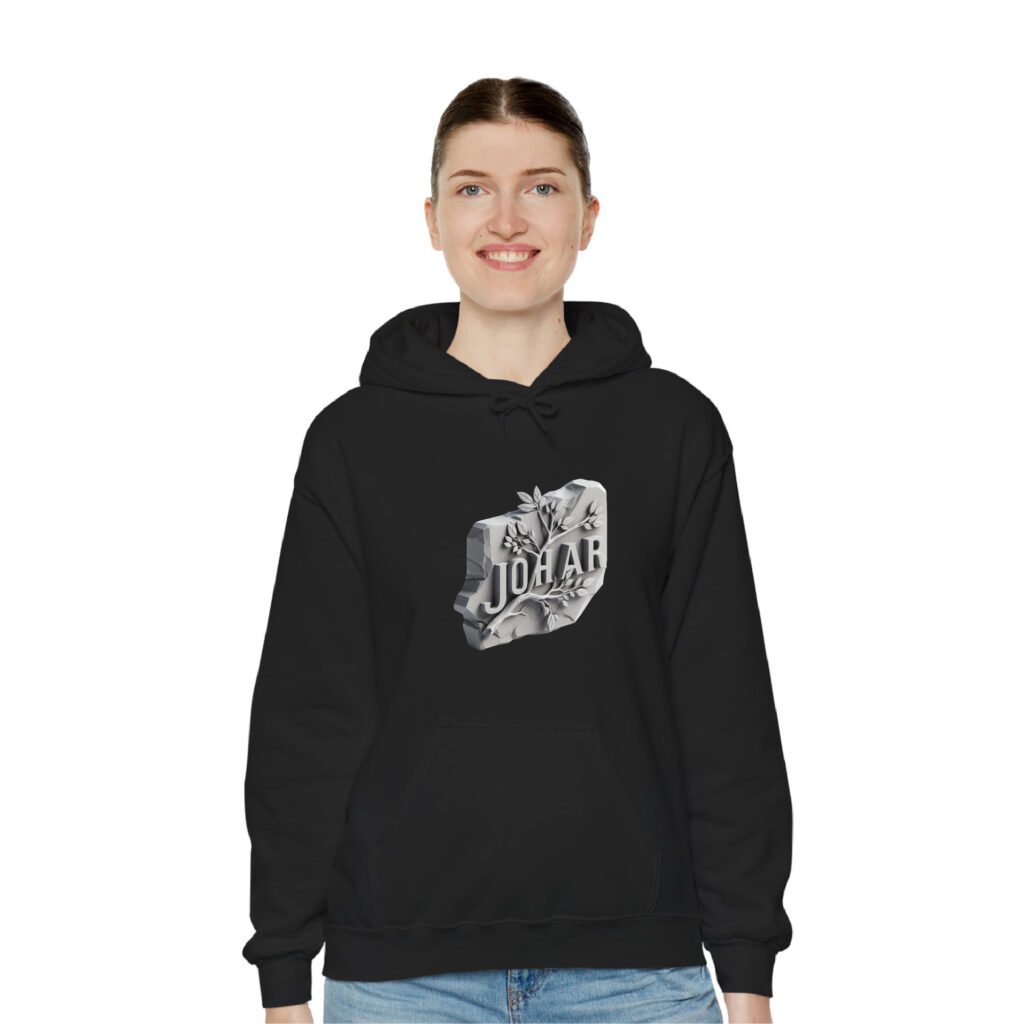 Johar Black Unisex Hoodie UH24 FeMale 2 Front