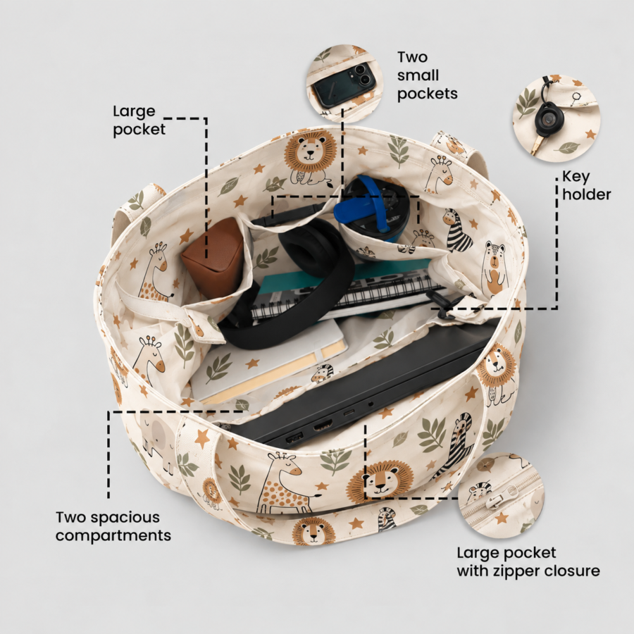 Jungle Safari Pattern Large Tote Bag – UT20 | Kalavaasi