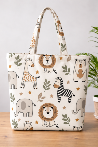 Jungle Safari Pattern Large Tote Bag – UT20 | Kalavaasi