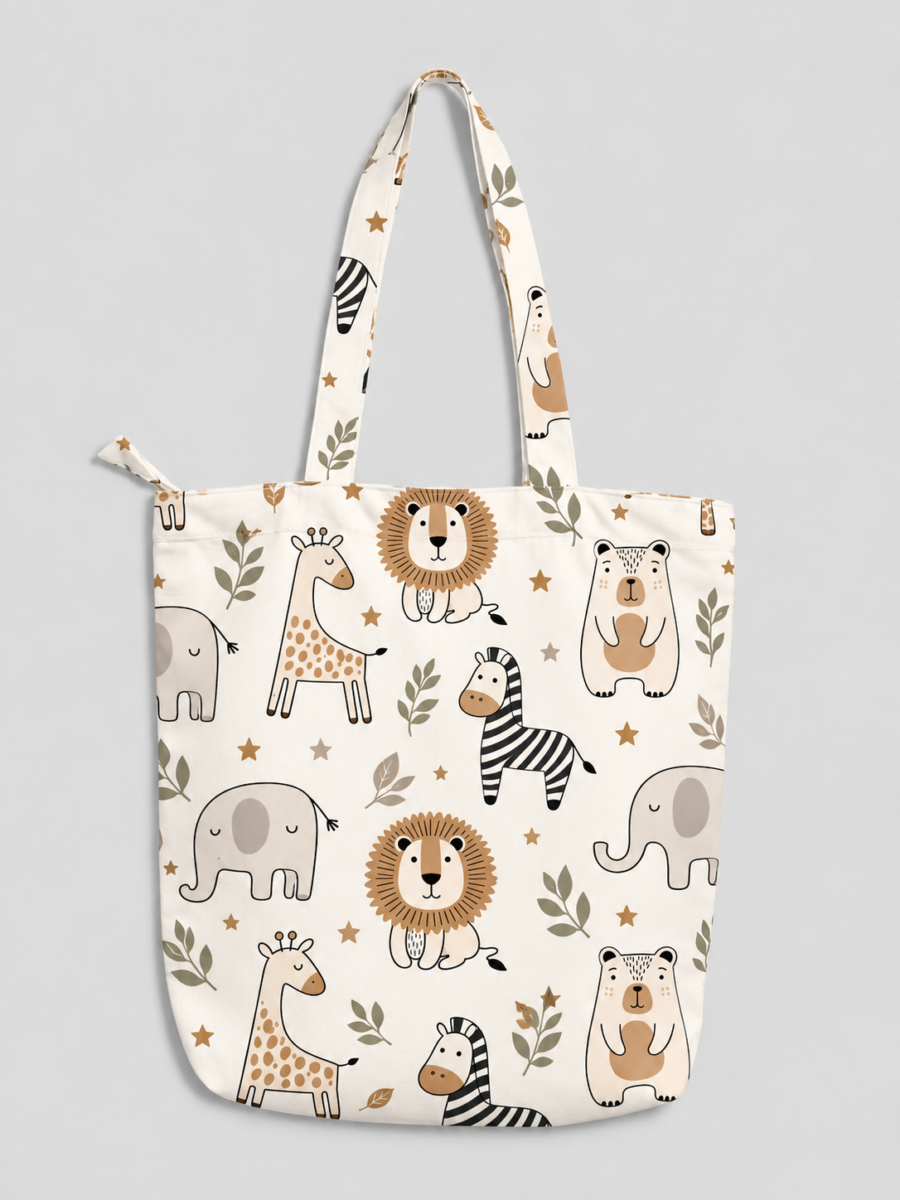 Jungle Safari Pattern Large Tote Bag – UT20 | Kalavaasi