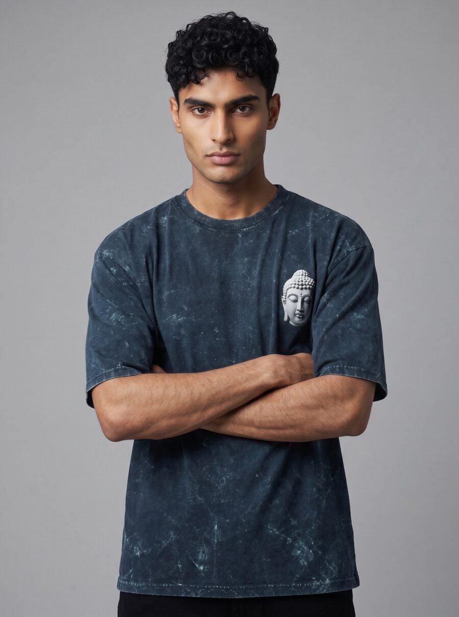 Buddha Acid Washed Oversized T-Shirt | Unisex Wear | Kalavaasi