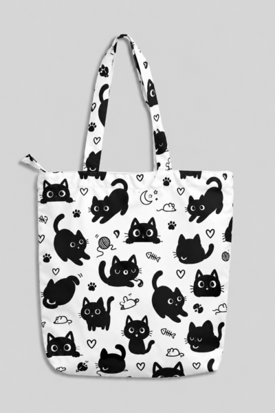 Kawai Cat Pattern Large Tote Bag – UT20 Kalavaasi 6