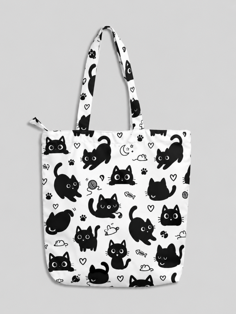 Kawai Cat Pattern Large Tote Bag – UT20 Kalavaasi 6