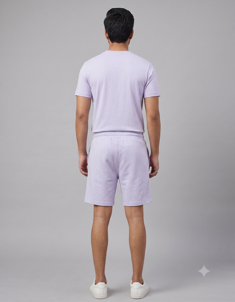 Lavendar Terry Shorts | 260 GSM Cotton-Rich Unisex Streetwear Shorts | Kalavaasi