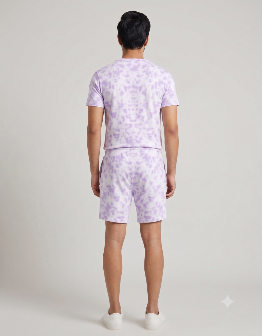 Lavendar Tie-Dye Shorts | 260 GSM Unisex Streetwear Shorts | Kalavaasi