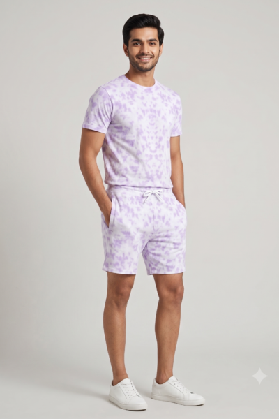 Lavendar Tie-Dye Shorts | 260 GSM Unisex Streetwear Shorts | Kalavaasi