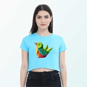 Leaf Bird Crop Top – Stylish Stretch Fit Casual Top | Women Wear | Kalavaasi