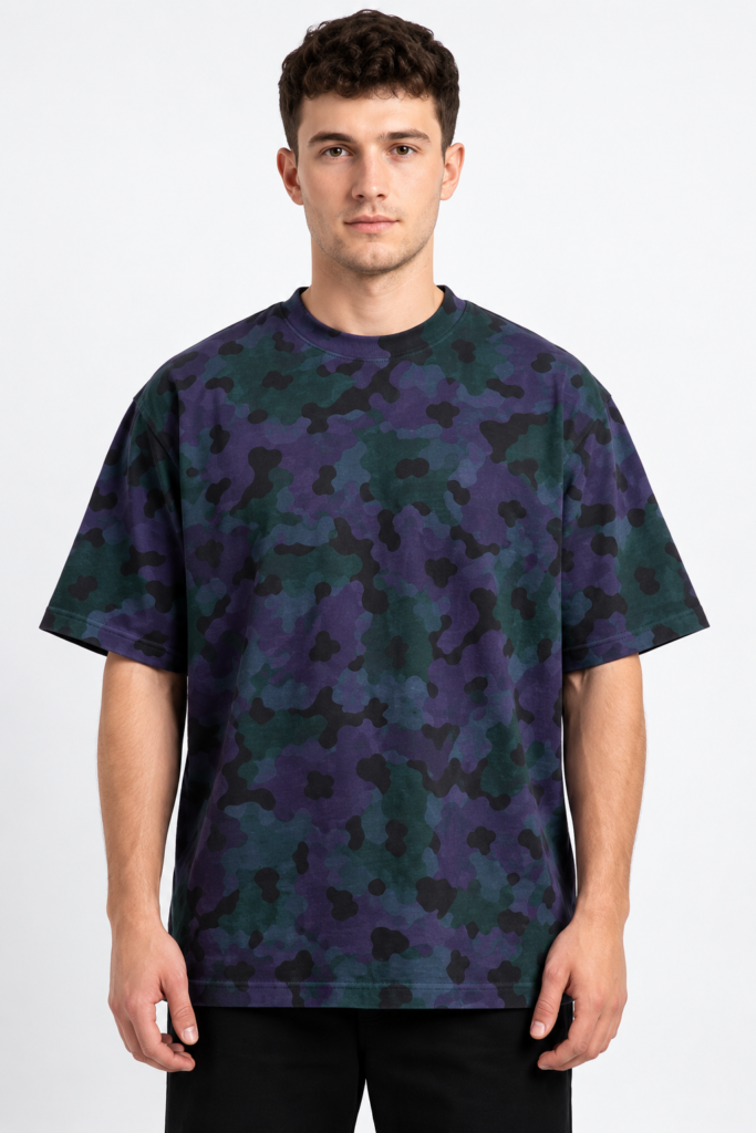 Leaf Camo Acid Washed Oversized T Shirt Unisex Wear Kalavaasi 4
