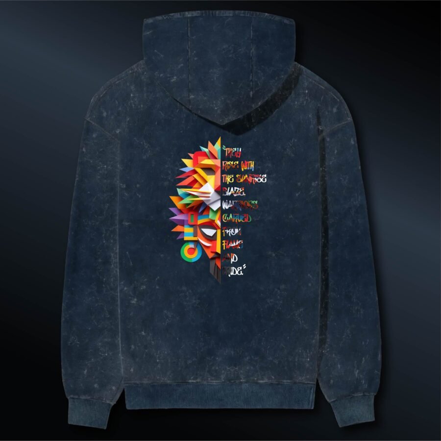 Lion Tribes Acid Wash Hoodie | 300 GSM Premium Cotton Unisex Streetwear | Kalavaasi