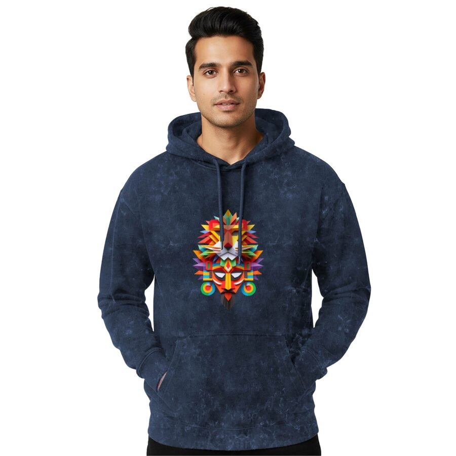 Lion Tribes Acid Wash Hoodie | 300 GSM Premium Cotton Unisex Streetwear | Kalavaasi