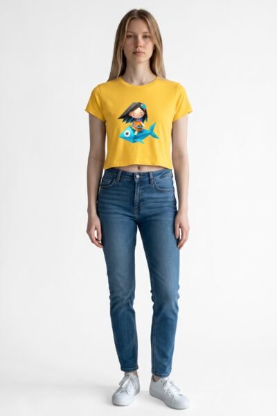 Fish Rider Crop Top – Stylish Stretch Fit Casual Top | Women Wear | Kalavaasi